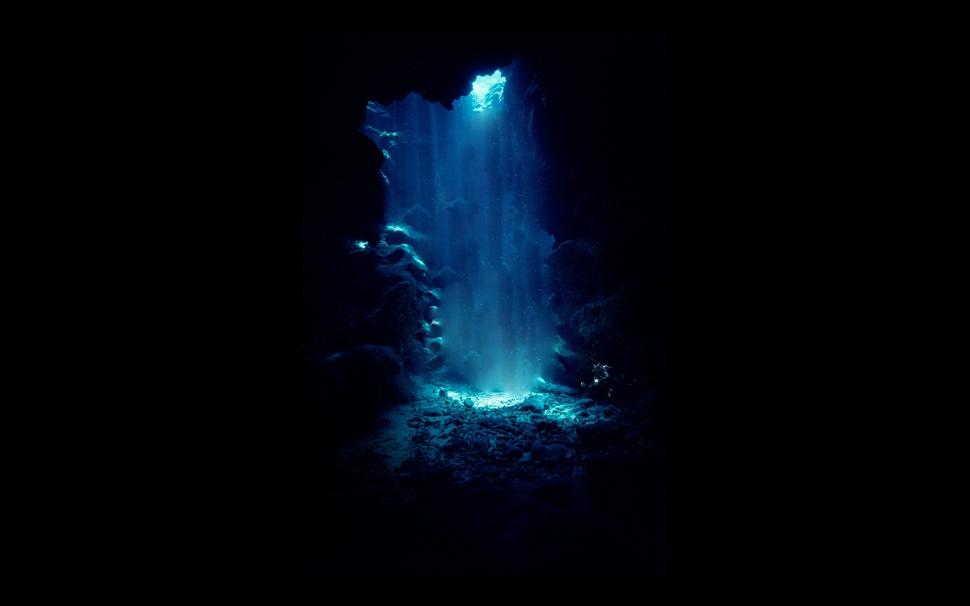 Underwater Cave Diver Blue Black Sunlight HD wallpaper,nature HD wallpaper,black HD wallpaper,blue HD wallpaper,sunlight HD wallpaper,underwater HD wallpaper,cave HD wallpaper,diver HD wallpaper,1920x1200 wallpaper