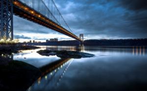George Washington Bridge, New Jersey, Manhattan, Hudson River, evening wallpaper thumb