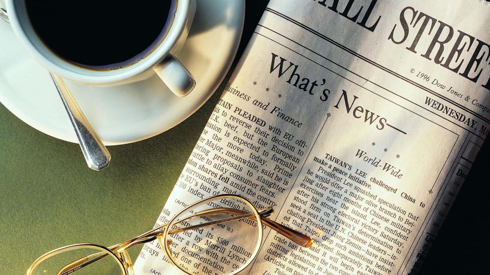 Coffee cup next to morning paper wallpaper,photography HD wallpaper,1920x1080 HD wallpaper,coffee HD wallpaper,newspaper HD wallpaper,1920x1080 wallpaper