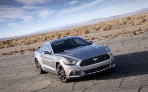 Ford Mustang Muscle silver car front view wallpaper thumb