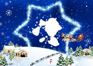 new year, christmas, card, star, reindeer, santa claus, flying, colorfully wallpaper thumb