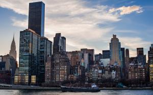 United States, New York City, skyscrapers, buildings, ship, morning wallpaper thumb