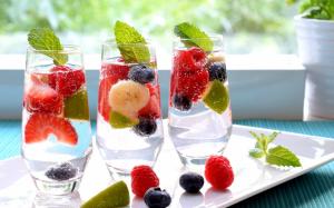 Fruits, food, cocktail, water, drinks, raspberry, blackberry wallpaper thumb
