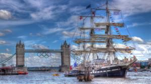 Beautiful Sail Ship Near Tower Bridge In London Hdr wallpaper thumb