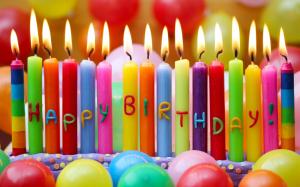 Happy Birthday, colorful candles, balloons wallpaper thumb