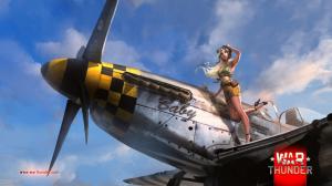War Thunder Nose Art Blonde Mechanic Drawing WWII World War Airplane Plane HD wallpaper thumb