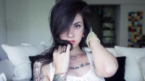 Cra Suicide, Woman, Model, Tattoo, Freckles wallpaper thumb