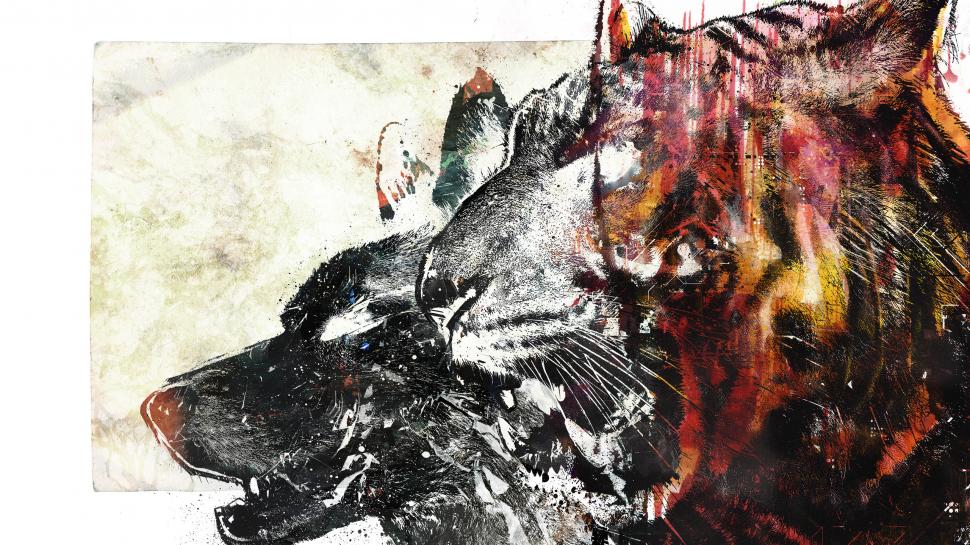 Tiger Wolf Abstract HD wallpaper,abstract HD wallpaper,digital/artwork HD wallpaper,wolf HD wallpaper,tiger HD wallpaper,2560x1440 wallpaper
