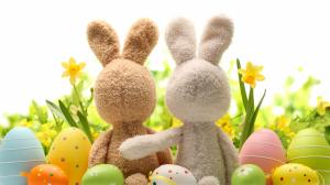 Happy Easter, eggs, decoration, rabbit, flowers wallpaper thumb