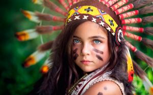 Little Indian girl, headpiece, warrior, colors wallpaper thumb