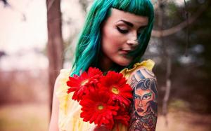 Girl Tattoos Flowers wallpaper thumb