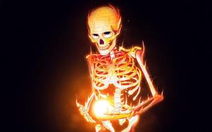 skeleton, bones, fire, art wallpaper thumb