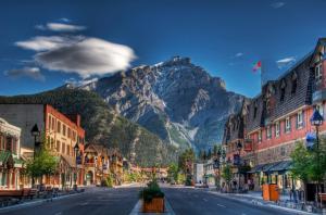 Beautiful Town In The Shadow Of A Mountain Hdr wallpaper thumb