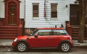 Red Mini car, street, Brooklyn, New York City, USA wallpaper thumb