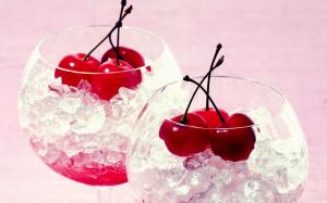 Ice Glass Fruits Cherries Photo Background wallpaper thumb