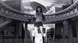 Anime Girls, Anime, Umbrella, Rain, Schoolgirl, Long Hair, Bag wallpaper thumb