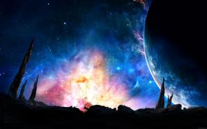 Planet and Galaxie Colors graphic wallpaper thumb