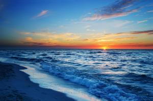 sea, beach, evening, sun, sunset wallpaper thumb