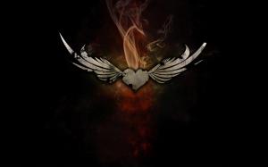 Smoking heart with wings wallpaper thumb