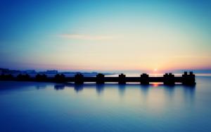 Sunrise, Blue, Horizon, Sea, Calm, Nature wallpaper thumb