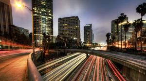 Los Angeles LA Buildings Skyscrapers HDR Timelapse Freeway HD wallpaper thumb