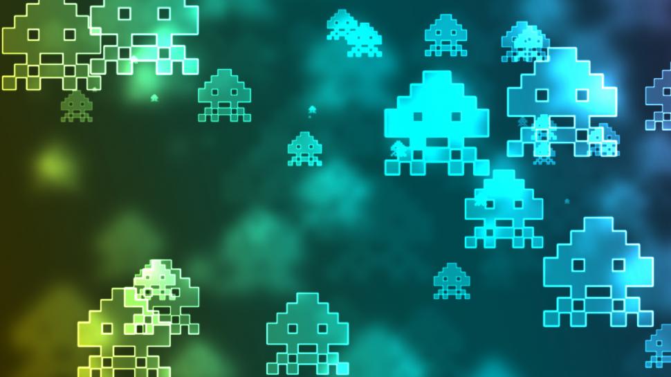 Space Invaders Blue HD wallpaper,video games HD wallpaper,space HD wallpaper,blue HD wallpaper,invaders HD wallpaper,1920x1080 wallpaper