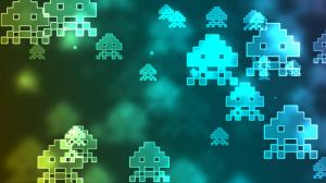 Space Invaders Blue HD wallpaper thumb