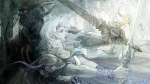 Drawing Sword Final Fantasy Squaresoft Yoshitaka Amano HD wallpaper thumb