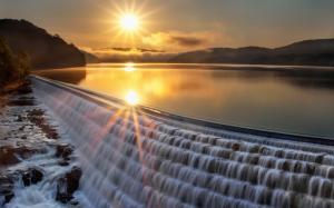Waterfall Sunlight Lake HD wallpaper thumb