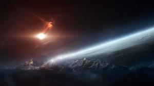 Mountains Outer Space HD wallpaper thumb