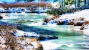 Beautiful Frozen River Hdr wallpaper thumb