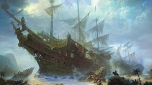 Ship, Sailing Ship, Digital Art, Tropical, Shipwreck, Ruin wallpaper thumb