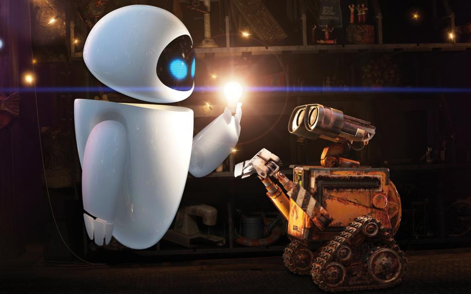 WALL E and EVE HD wallpaper,movies HD wallpaper,and HD wallpaper,wall HD wallpaper,e HD wallpaper,eve HD wallpaper,pixars HD wallpaper,1920x1200 wallpaper
