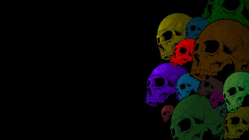 Black Skulls Colorful HD wallpaper,digital/artwork HD wallpaper,black HD wallpaper,colorful HD wallpaper,skulls HD wallpaper,1920x1080 wallpaper