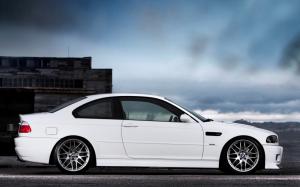BMW M3 E46 white car side view wallpaper thumb