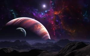 Red planet and blue planet wallpaper thumb