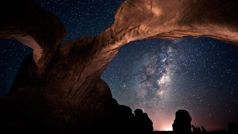Milky Way above Double Arch wallpaper,nature HD wallpaper,1920x1080 HD wallpaper,star HD wallpaper,utah HD wallpaper,milky way HD wallpaper,arch national park HD wallpaper,grand HD wallpaper,1920x1080 wallpaper