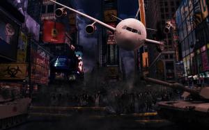Plane crashing in the city wallpaper thumb