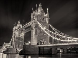 Tower Bridge Night Bridge London Lights BW HD wallpaper thumb