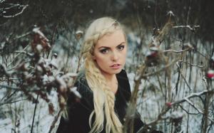 Winter Blonde Girl Snowfall wallpaper thumb
