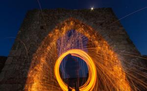 Night, Architecture, Arch, Sparks, Photography wallpaper thumb