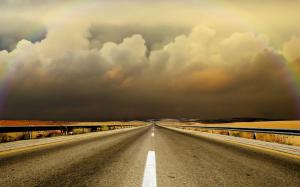 Clouds Landscapes Highway Roads Free Desktop Background wallpaper thumb