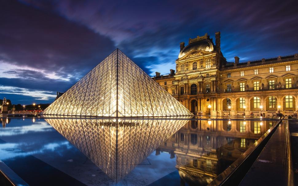 France, Paris, Louvre Museum, architecture, pyramid, night, water, lights wallpaper,France HD wallpaper,Paris HD wallpaper,Louvre HD wallpaper,Museum HD wallpaper,Architecture HD wallpaper,Pyramid HD wallpaper,Night HD wallpaper,Water HD wallpaper,Lights HD wallpaper,1920x1200 wallpaper