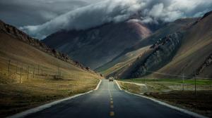 Road, Mountains, Overcast, Clouds wallpaper thumb