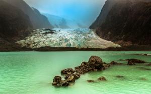 Landscape, Nature, Mist, Glaciers, Lake, Chile, Mountain, Cold, Water, Green wallpaper thumb