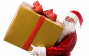 santa claus, gift, christmas, holiday, joy wallpaper thumb