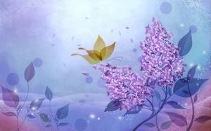 Butterfly on lilacs wallpaper thumb