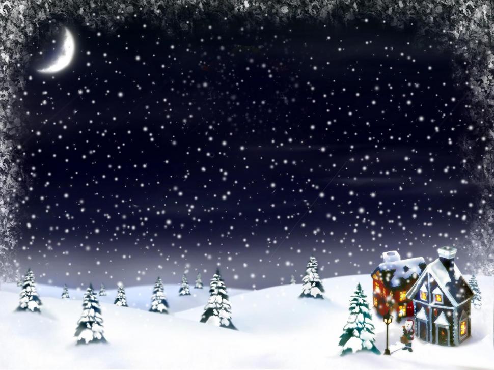 New year, christmas, snow, moon, house, fur-trees wallpaper,new year wallpaper,christmas wallpaper,snow wallpaper,moon wallpaper,house wallpaper,fur-trees wallpaper,1600x1200 wallpaper