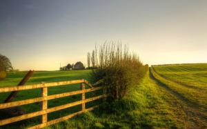 Nature scenery, green, meadow, grass, fence wallpaper thumb