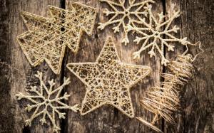 Toys Gold Stars Christmas Tree Snowflakes Decorations Winter wallpaper thumb